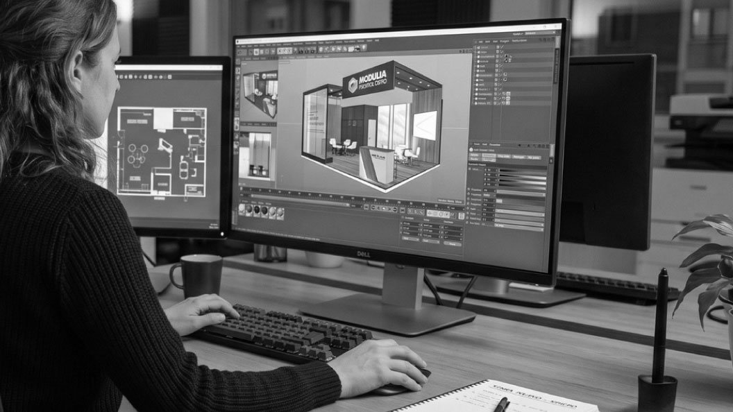 Progettazione 3D dello stand su monitor